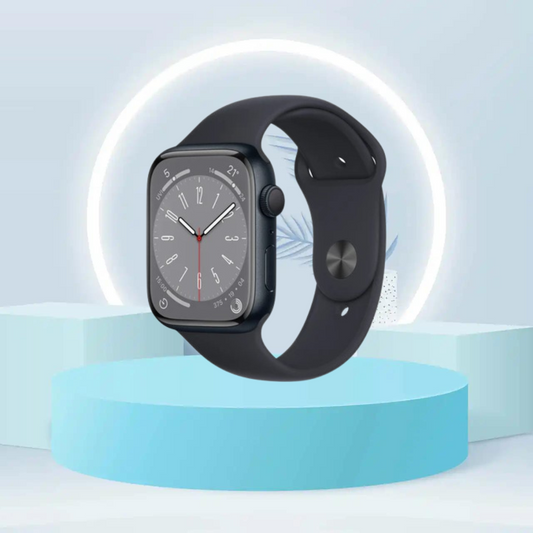 ساعة Apple Watch Series 8 مقاس 45 مم GPS هيكل ألمنيوم منتصف الليل مع حزام رياضي منتصف الليل