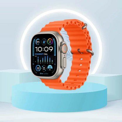 ساعة Apple Watch Ultra 2 GPS + Cellular، هيكل من التيتانيوم مقاس 49 مم مع حزام Ocean Orange