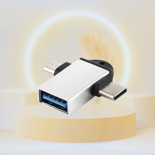 محول OTG معدني 2 في 1، محول USB 3.0 إلى Type-C مع منفذ Micro-USB