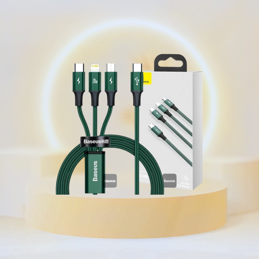 Baseus Rapid Series 3-In-1 Fast Charging Data Cable Type-C To M+L+C Pd 20w 1.5M - Green