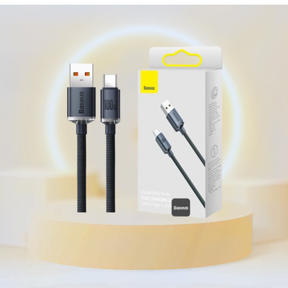 Baseus Crystal Shine Series Cable USB-A to Type-C Fast Charge Data Cable 100W 5A 1.2M - Black