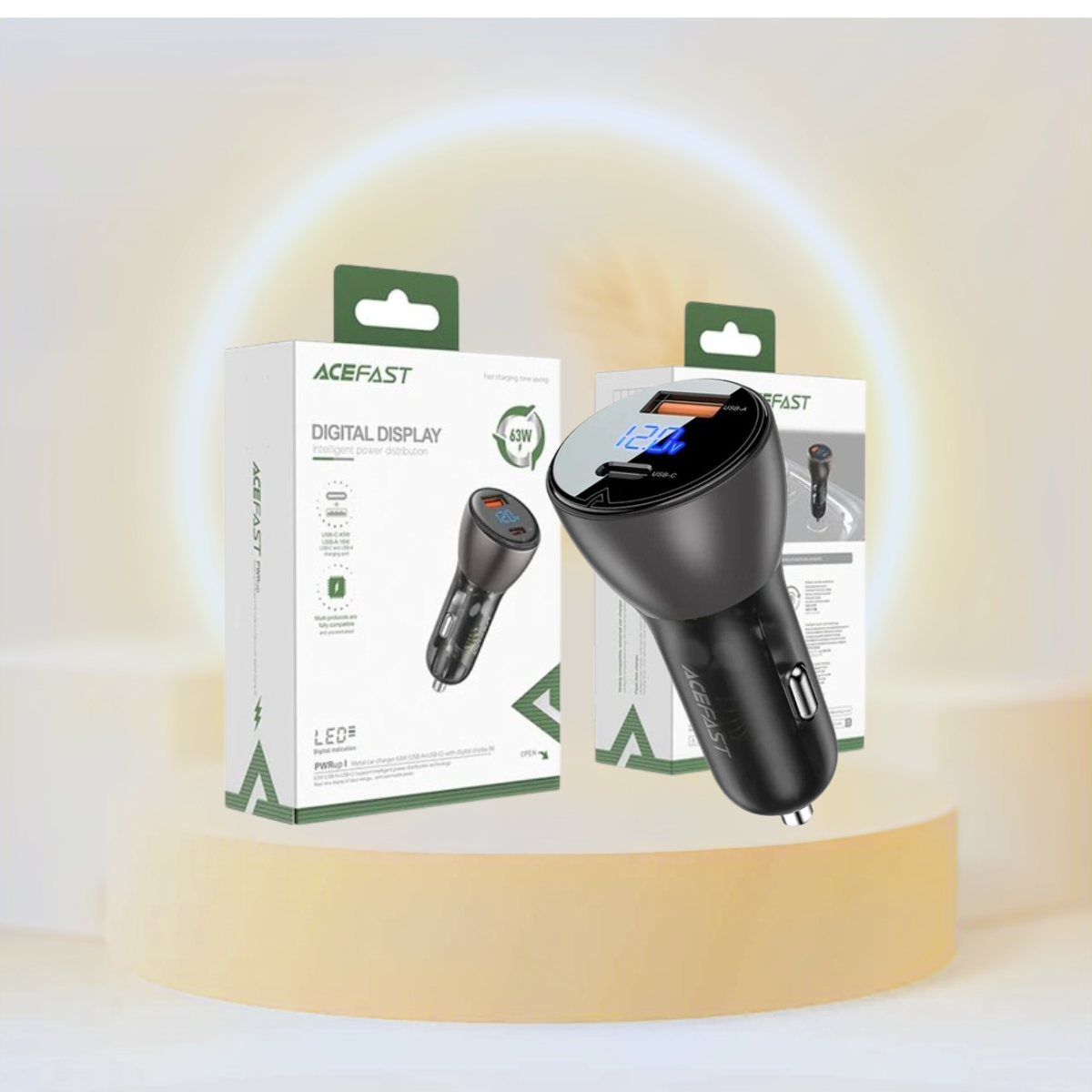 AceFast Fast Charge Car Charger B6 63W (1xUSB-C+1xUSB-A)