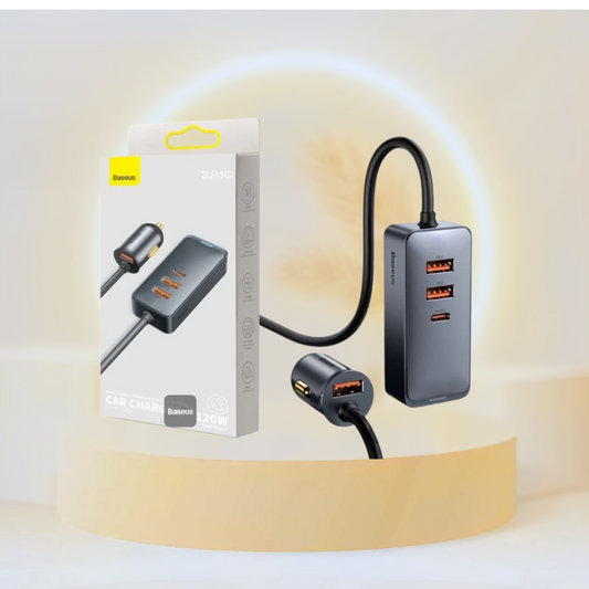 شاحن سيارة Baseus Share Together 3x USB / USB Type C بقوة 120 واط PPS Quick Charge Power Delivery باللون الرمادي