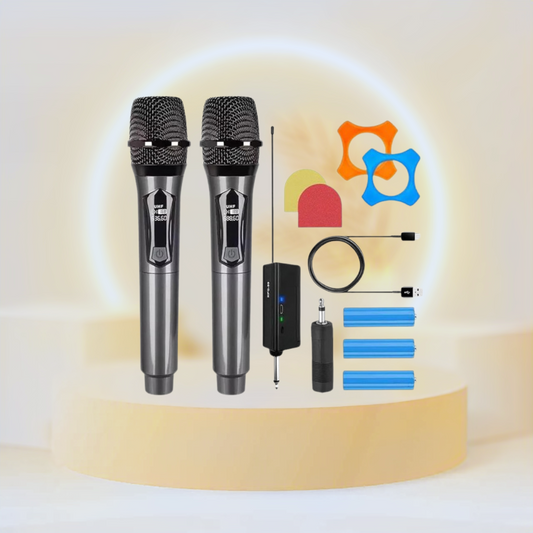 Dual Wireless Microphone with Rechargeable Receiver