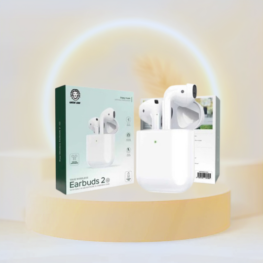 سماعات أذن Green Lion True Wireless 2 مع ميكروفون مدمج وقاعدة شحن G1-White