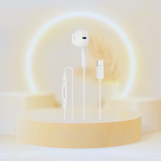 Green Lion Wired Mono Earphones with Type-C Connector - White