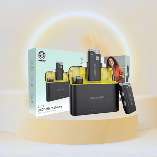 ميكروفون Green Lion 2 IN 1 360 USB-C Lightning - أسود