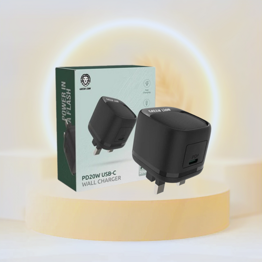 Green Lion PD 20W USB-C UK Wall Charger - Black