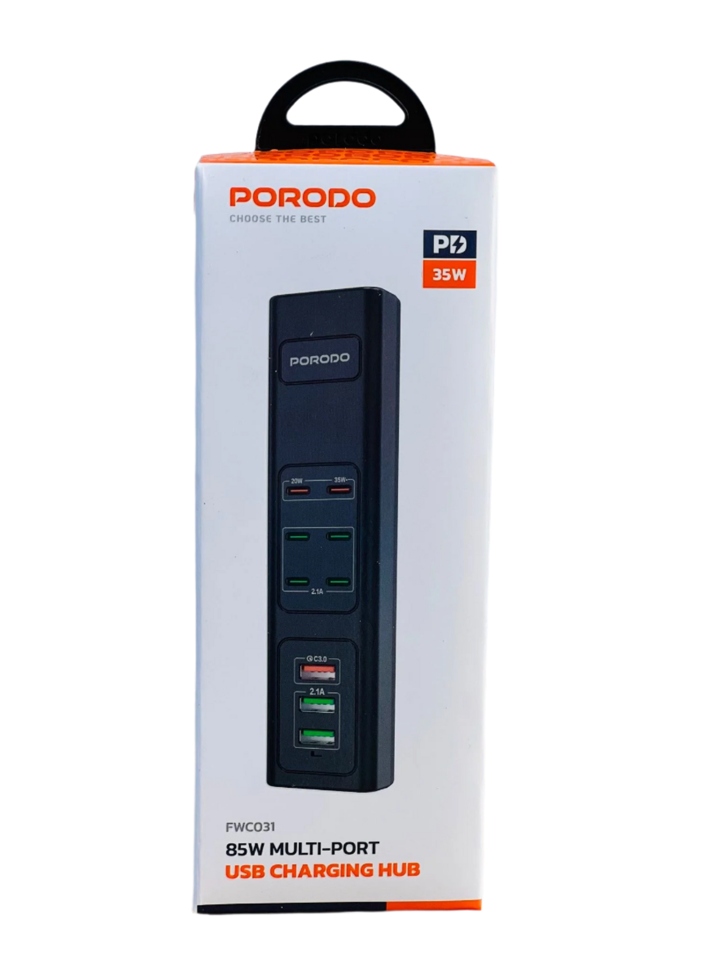 Porodo 85W Multi-Port USB Charging HUB - Black