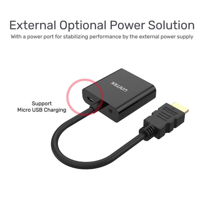 UNITEK HDMI to VGA Adapter with 3.5mm for Stereo Audio