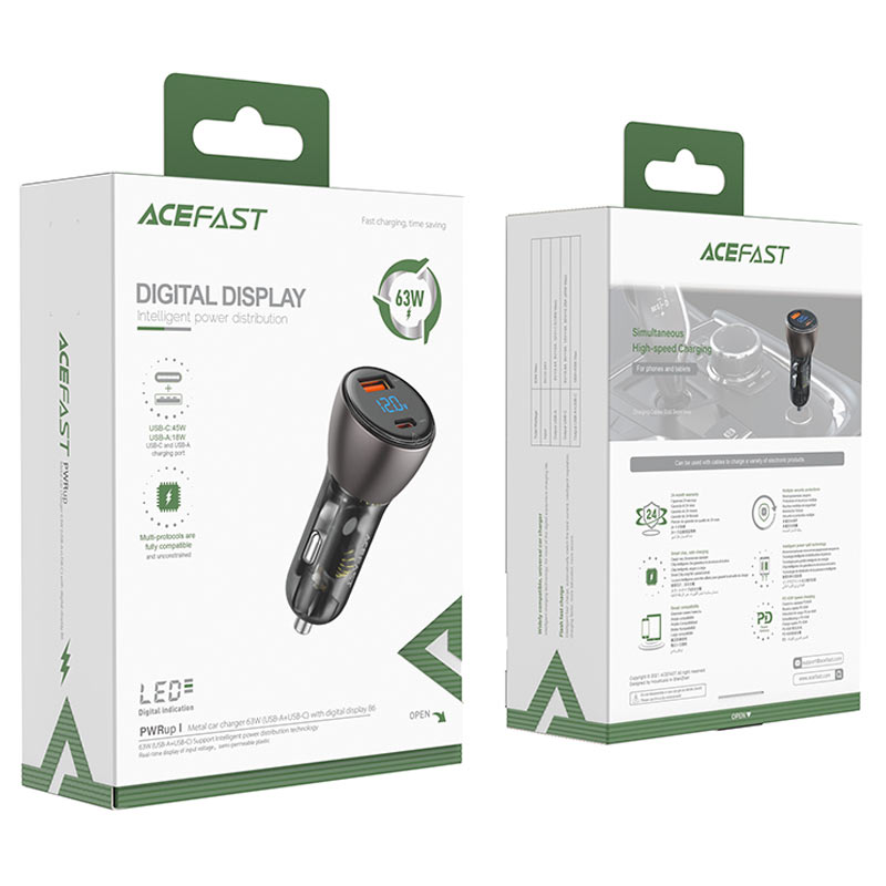 AceFast Fast Charge Car Charger B6 63W (1xUSB-C+1xUSB-A)