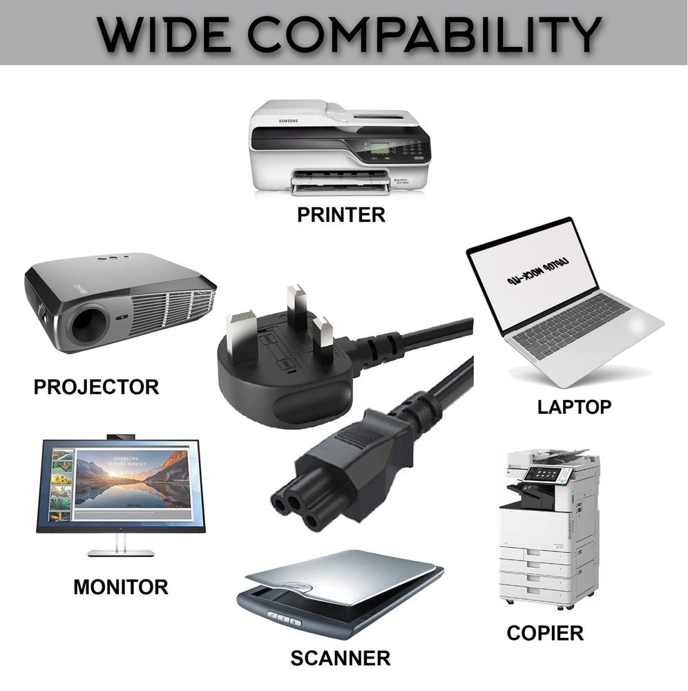 UK Computer Power Cord to C5, 2.5A, 250V 1.5M