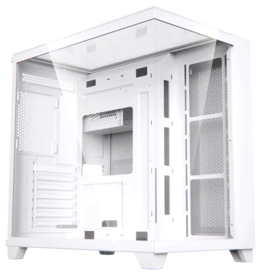 Acegeek Horizon PC Case | Up to ATX | 7 x RGB 120mm Fans Pre-Installed | 360mm Radiator Support | Dual Side Tempered Glass - White