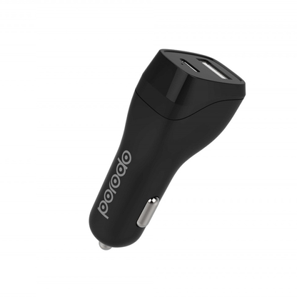 Porodo Dual Port Car Charger 30W / PD 18W - Black