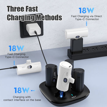 WST Power Bank Fast Charging Phone Holder 5000Mah Portable Charger Capsule Type-C Lightning Output Plug Power Bank