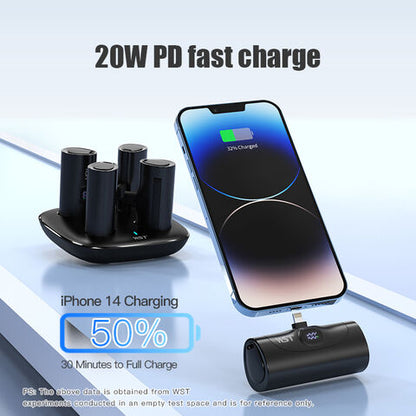 WST Power Bank Fast Charging Phone Holder 5000Mah Portable Charger Capsule Type-C Lightning Output Plug Power Bank