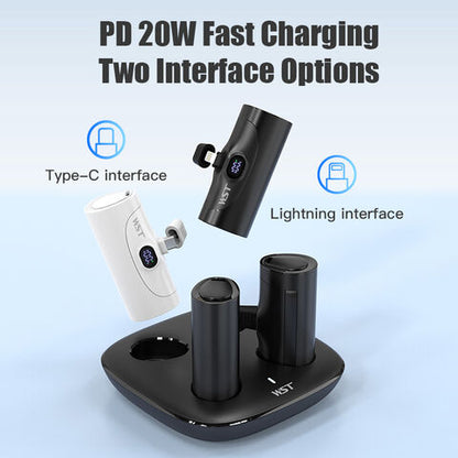 WST Power Bank Fast Charging Phone Holder 5000Mah Portable Charger Capsule Type-C Lightning Output Plug Power Bank