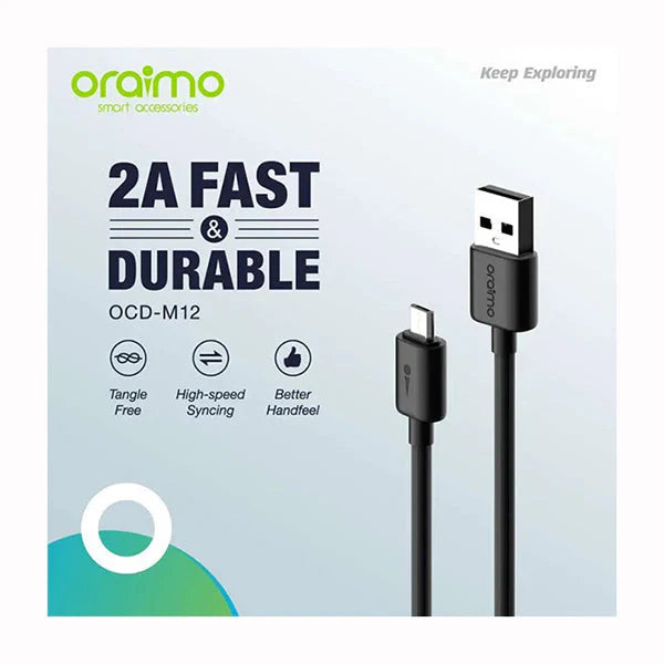 Oraimo EasyLine 2A Fast And Durable Micro USB OCD-M12 - Black