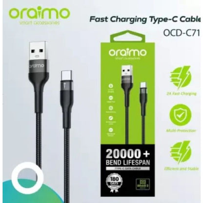 كابل OCD-C71 Type C من Oraimo بطول 1 متر، أسود